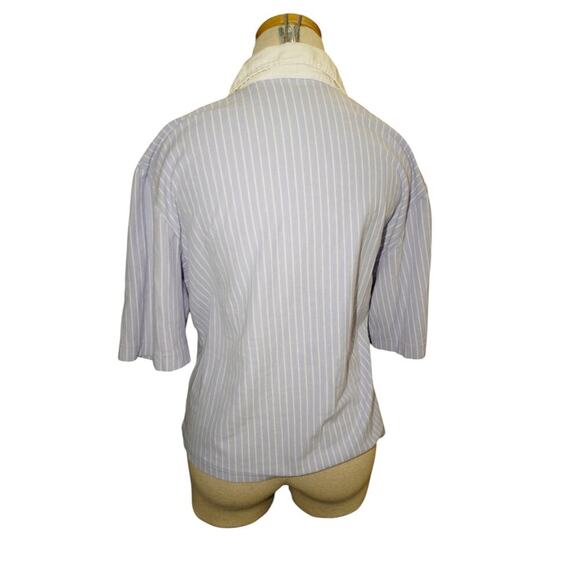 Polo Golf Ralph Lauren Striped Polo Shirt L Blue White Linen Silk Blend - Picture 5 of 10